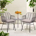 thumbnail image 1 of Skandiquip Set 3 Piece Wicker Patio Bistro Furniture ，2 Rattan Chairs Glass Top Table Natural for Porch Outdoor Backyard Apartment Balcony, 1 of 1
