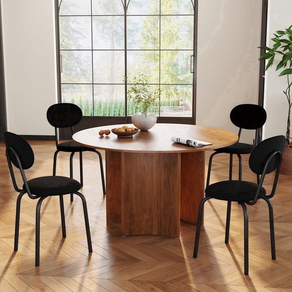 Skandiquip Stackable Dining Chairs Set of 4, Upholstered Kitchen Chairs with Foam Cushions, Steel Frame Waiting Room Chairs