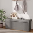 thumbnail image 1 of Skandiquip 43.5" Large Storage Ottoman with Linen Lid and Sides, Comfy Footstool for Living Room, Bedroom, No Assembly, 660 Lb Capacity, Light Gray, 1 of 6