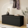 thumbnail image 1 of Skandiquip 43.5" Large Storage Ottoman with Linen Lid and Sides, Comfy Footstool for Living Room, Bedroom Bench, No Assembly, 660 Lb Capacity, Black, 1 of 6