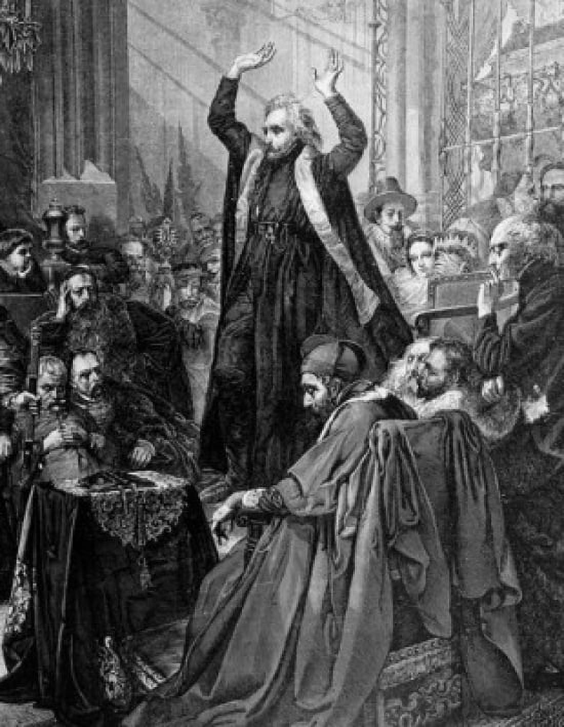 Skarga Preaching Before Sigismund II King of Poland 1543-1572 in the Cathedral of Cracow print Canvas Art -  (24 x 36)