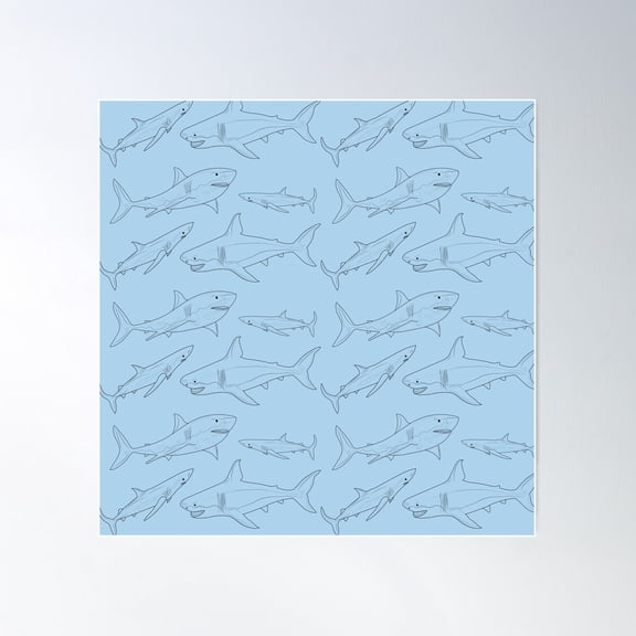 Skark Pattern Poster Wall Art, Modern Wall Decor For Living Room Bedroom, 30x30 UNFRAMED