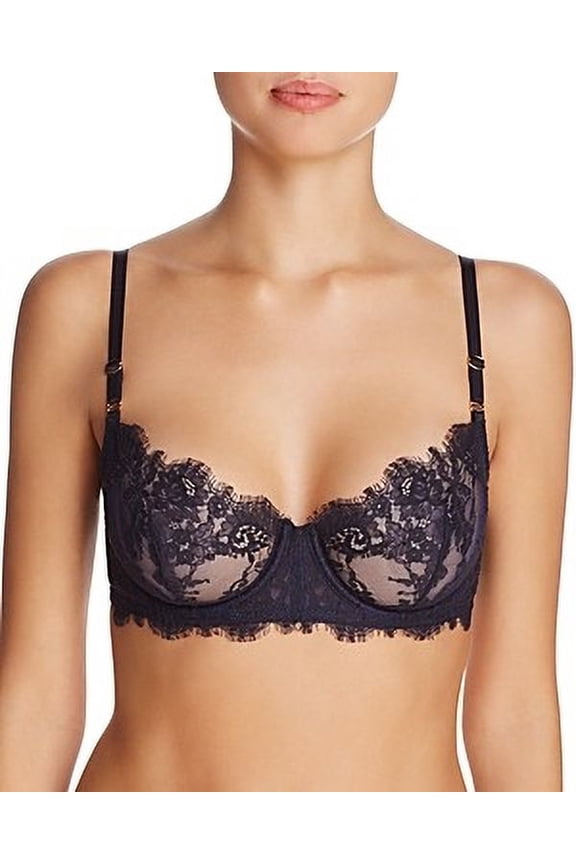 BLACK/MIDNIGHT Entice Lace Balconette Bra, US 32F, UK 32E