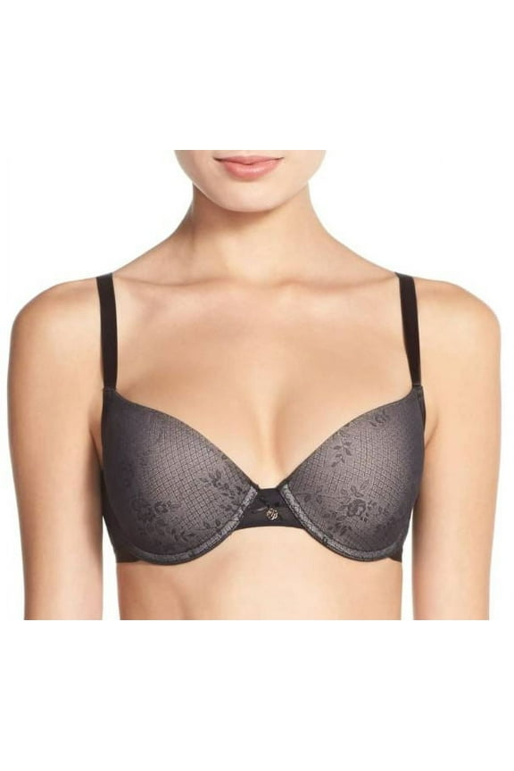 Women's Black/Pure 'Trellis' Underwire T-Shirt Bra, Size 32C