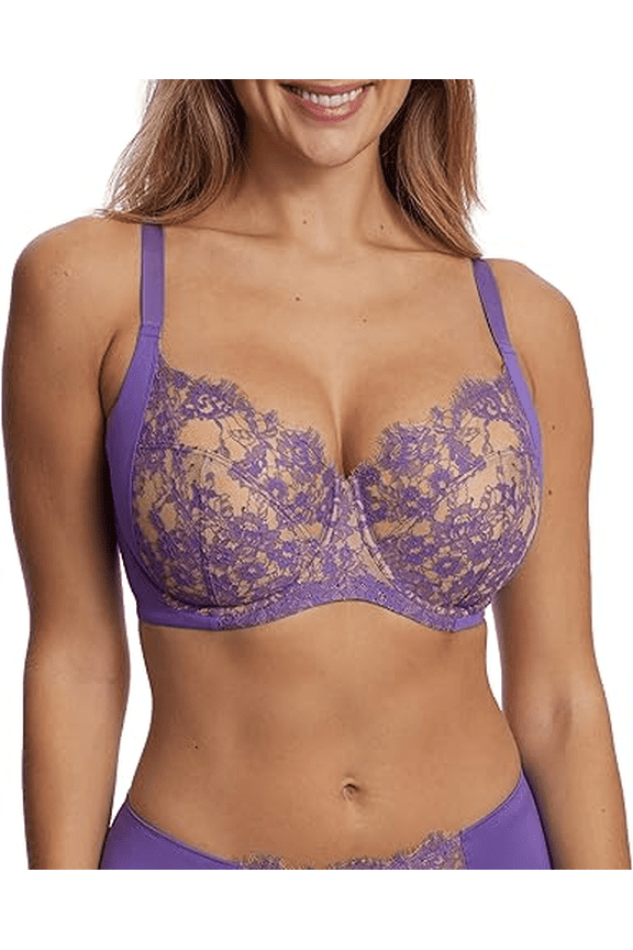 Women's Entice Lace Full Coverage Underwire Bra 334143, Moon Drop/Nylon, 34DD
