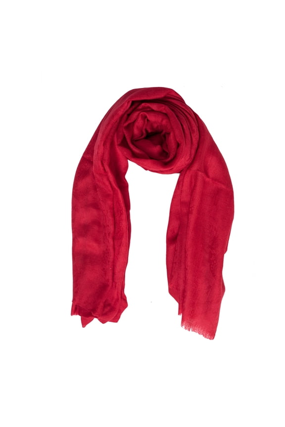 Jacquard Print Wool and Silk Shawl Wrap Scarf, Lightweight Soft Unisex Stole, Maroon 80"x28"