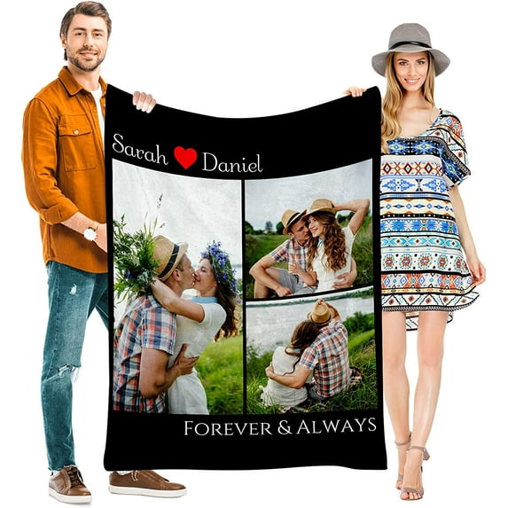 Skartam Personalised Photo Blanket Custom Blankets Throw with Picture Collage Text for Adults Family Customised Birthday Anniversary Wedding Gifts