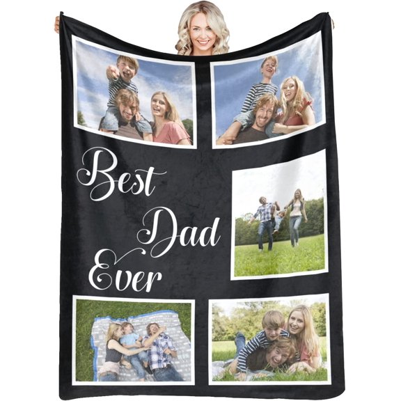 Skartam Personalised Photo Blanket Custom Blankets Throw with Picture Collage Text for Adults Family Customised Birthday Anniversary Wedding Gifts