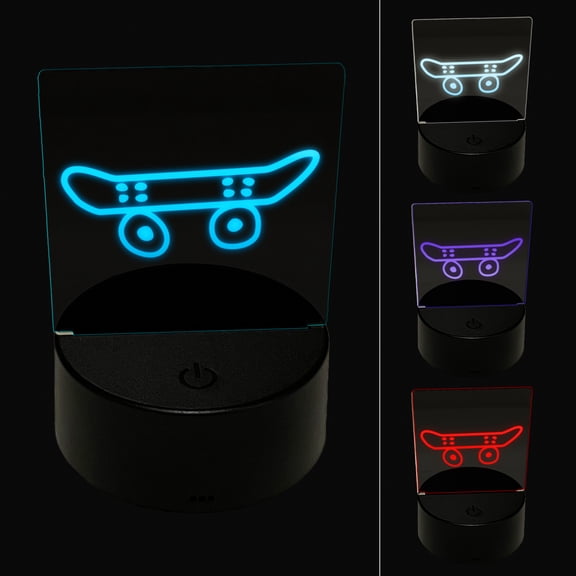 Skate Board Boarding Doodle LED Night Light Sign 3D Illusion Desk Nightstand Lamp