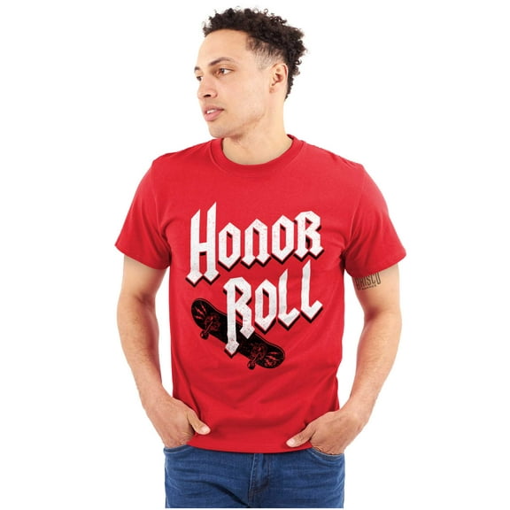 Skate Board Honor Roll Funny Men's Big & Tall Crewneck Graphic Tee Brisco Brands 3X