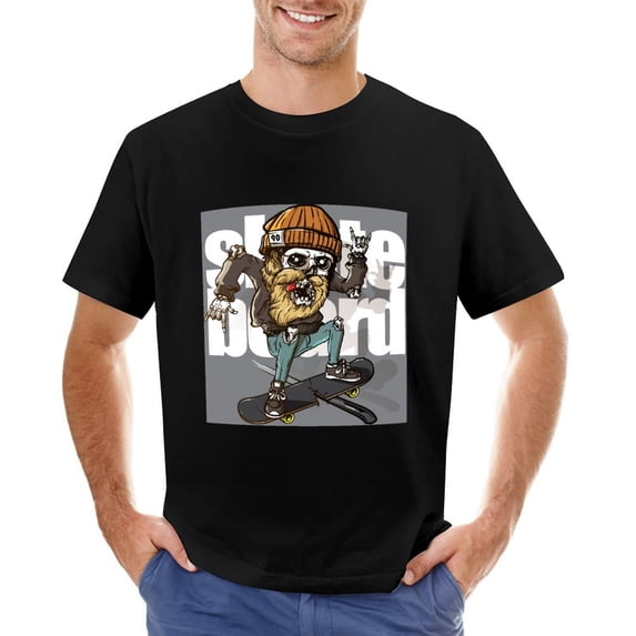Skate Board Men Men’s T-Shirt 100% Cotton Casual Short Sleeve Tops Gift Tee Black XS