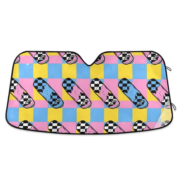 Skate Car Windshield Sun Shade Foldable Car Front Window Visor Heat and UV Protection 53x23.5