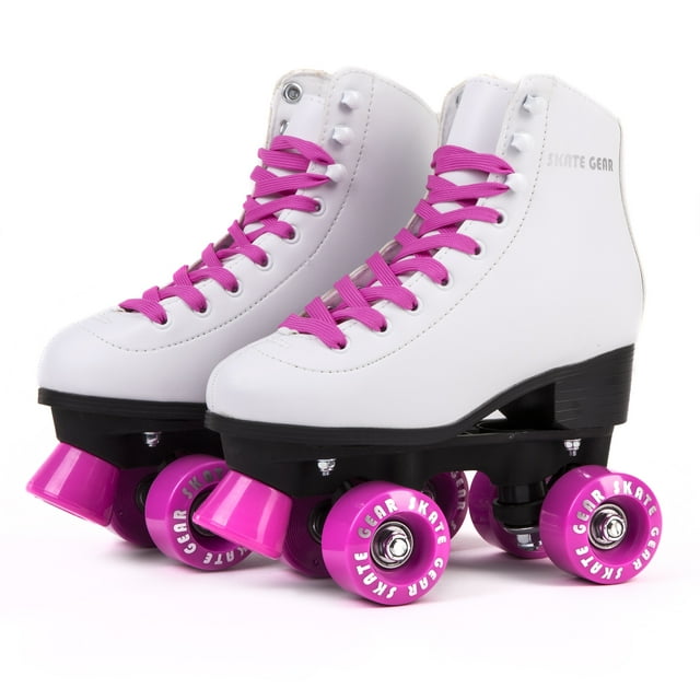 Skate Gear Quad Roller Skates Extra Support, Retro Beginner for Adults, Holiday Gift (Pink