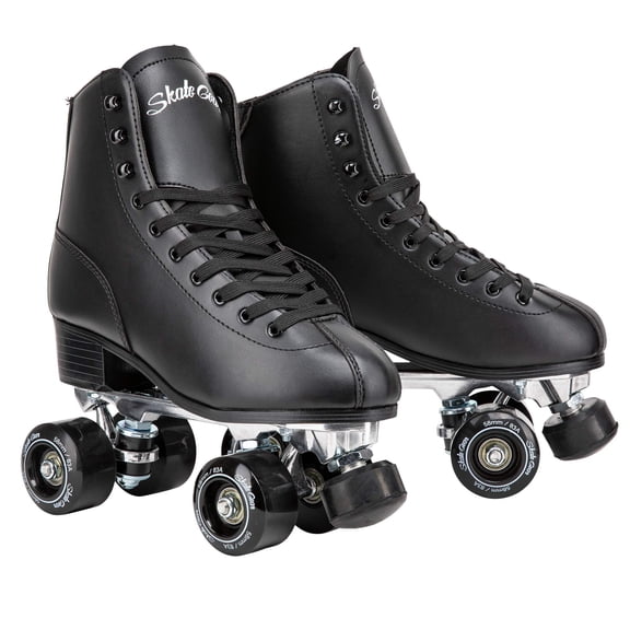 Skate Gear Extra Support Quad Roller Skates for Kids and Adults (Black, Women's 11 / Men's 10)