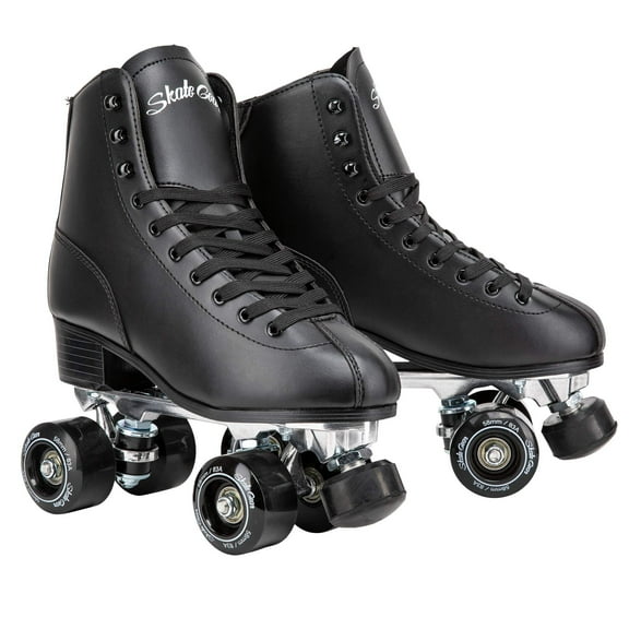 Skate Gear Extra Support Quad Roller Skates for Kids and Adults (Black, Women's 8 / Men's 7)