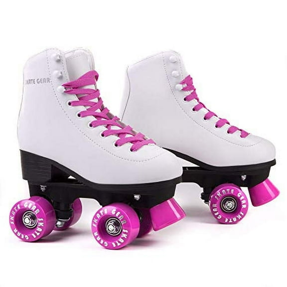 Skate Gear Extra Support Quad Roller Skates for Kids and Adults (Pink, Women's 10 / Men's 9)
