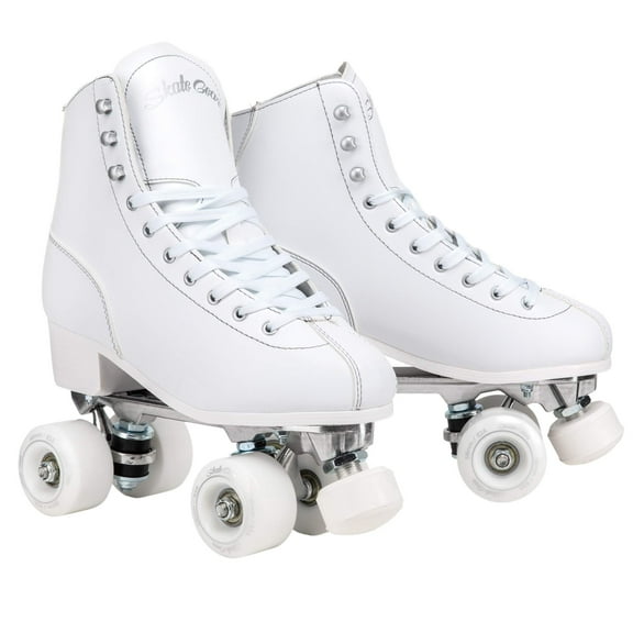 Skate Gear Extra Support Quad Roller Skates for Kids and Adults (White, Women's 9 / Men's 8)
