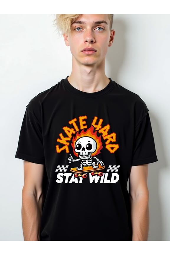 Skate Hard Stay Wild Tee men t-shirt black funny graphic tees Soft and comfortable spring and summer clothing Original Unisex Shirt Graphic tshirts
