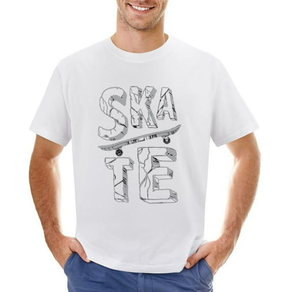 Skate Men’s Graphic T-shirt Vintage Short Sleeve Sport Tee White XS