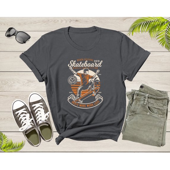 Skate More Work Less Skateboard Skating Skater Kid Sport T-Shirt Skateboarder Skate Lover Gift T Shirt for Men Women Kids Boys Girls Tshirt