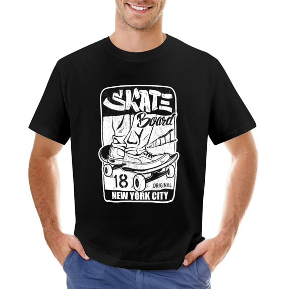 Skate New York City Men’s Graphic T-shirt Vintage Short Sleeve Sport Tee Black 4XL