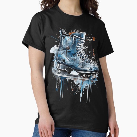 Skate Paint Splatter Drip Artistic Colorful Motion Graphic Style Unisex T-Shirt, up to Size 5XL