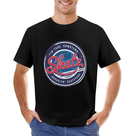 Skate Sport 98 Vintage T-shirt Mens Cotton Classic Crewneck Short Sleeve Tees Unisex Black M