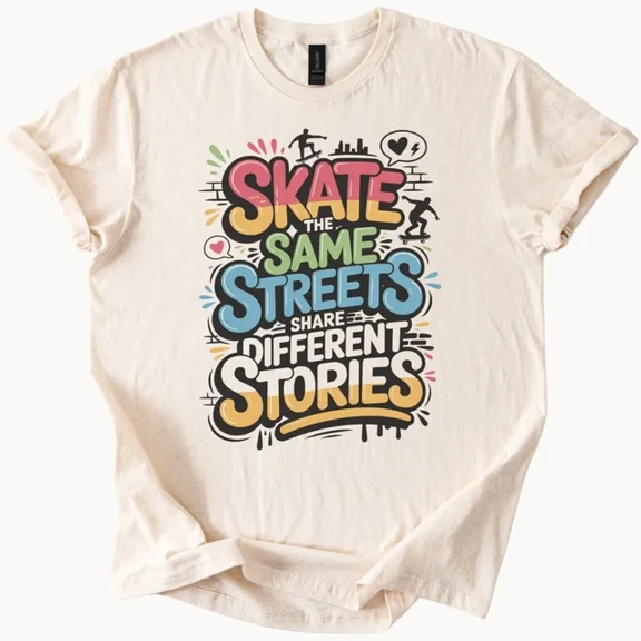 Skate Streets Stories Graphic T Shirt Skateboard Tee