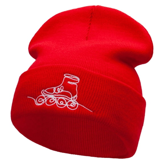 Skate Wired Embroidered 12 Inch Long Knitted Beanie - Red OSFM