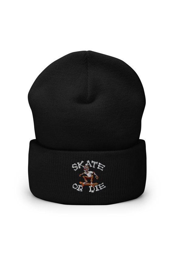 Skate or Die Cuffed Beanie (Black)