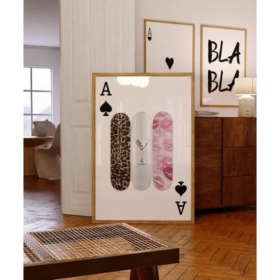 Skateboard Ace of Spades Leopard Martini Poster, Aesthetic Wall, Kiss ...