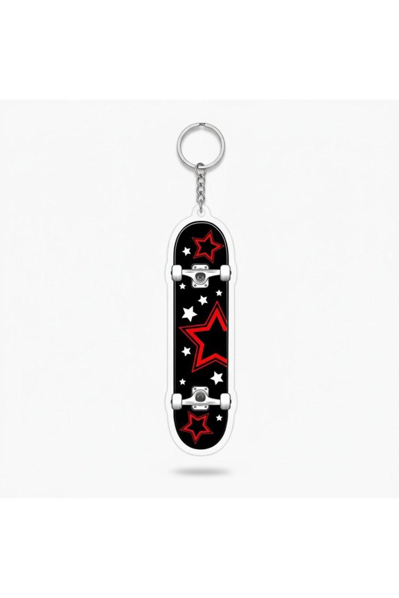 Skateboard Acrylic Keychain, Punk Rock Star, Emo Grunge Bag Tag