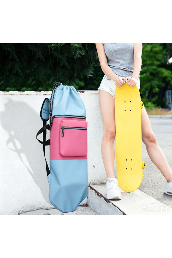 Skateboard Backpack Drawstring Closure Travel Bag Longboard Carry Case Organizer Handbag Waterproof Oxford Cloth Suitable for Outdoor Activities