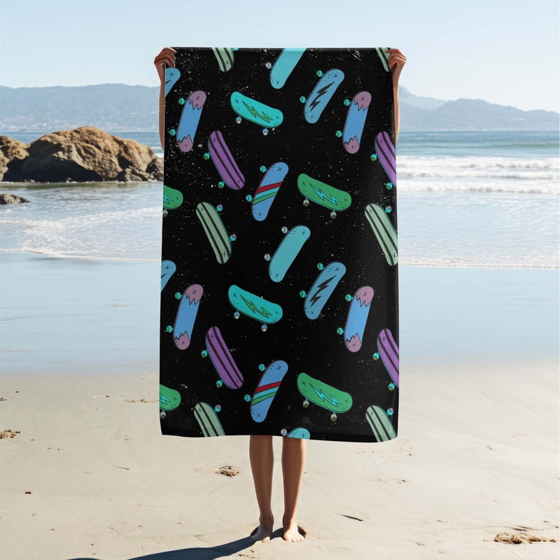 Skateboard Beach Towels Quick-Drying Super Soft Absorbent Lightweight Quick DryBath Towel for Fitness Yoga Travel Swimming Oversized Towel