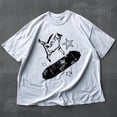 thumbnail image 1 of Skateboard Cat Y2K Shirt 90S Vintage Kitten Tshirt, Rockstar Cat Tee WHITE Unisex S-5XL Hot Trending Shirt, Vintage Birthday Gift, 1 of 4