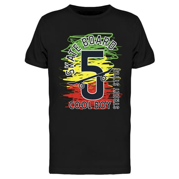 Skateboard Cool Boy T-Shirt Men -Image by Shutterstock, Male Large