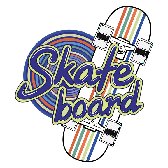 Skateboard Creative Artwork Design Vinyl Wall Decal - Unique and Abstract Skate Board Phrase Art for Kid's Room Wall Decoration - 20" x 23"