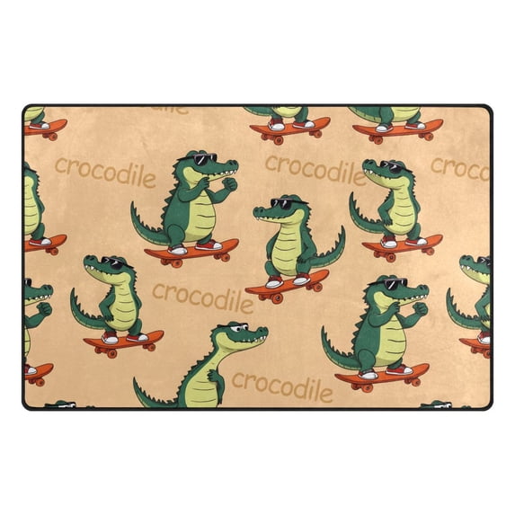 Skateboard Crocodile Pattern Memory Foam Area Rug 31"x20" Non Slip, Absorbent, Fade Proof for Living Room, Bedroom, Office