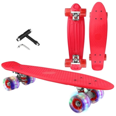 Skateboard Cruiser Complete - 27 inch Skateboards with LED Light Up Wheels with All-in-one T-Tool for Beginners