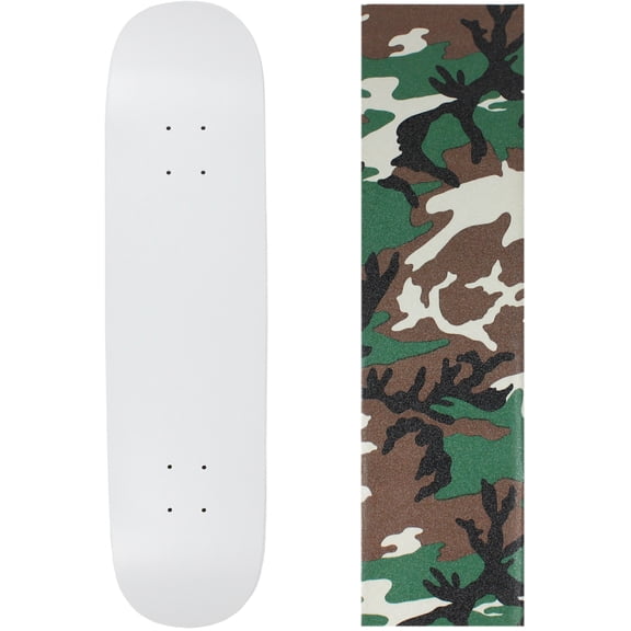 Skateboard Deck Blank Dipped White 7.5" Camo Grip
