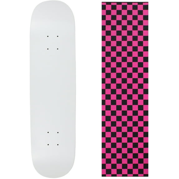 Skateboard Deck Blank Dipped White 7.63" Checker Pink Grip