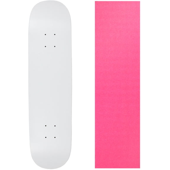 Skateboard Deck Blank Dipped White 8.25" Pink Grip