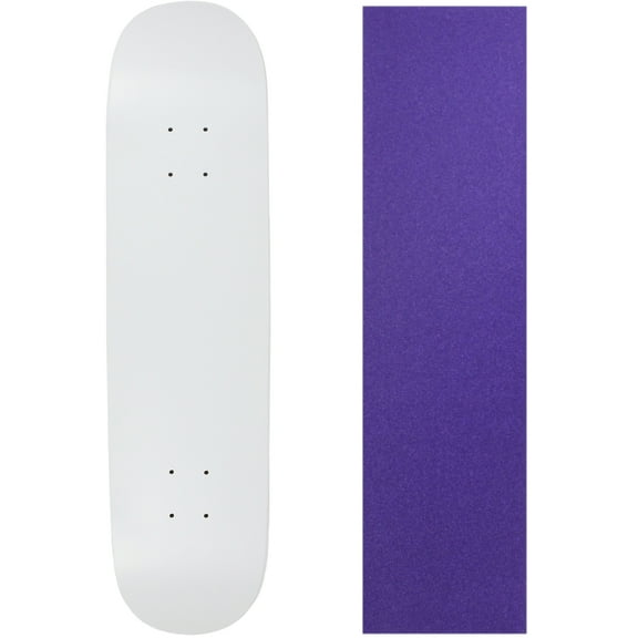Skateboard Deck Blank Dipped White 8.25" Purple Grip