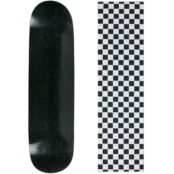 Skateboard Deck Blank Stained Black 7.63" Checker White Grip