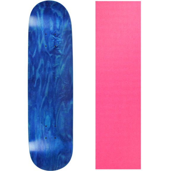 Skateboard Deck Blank Stained Blue 8.25" Pink Grip