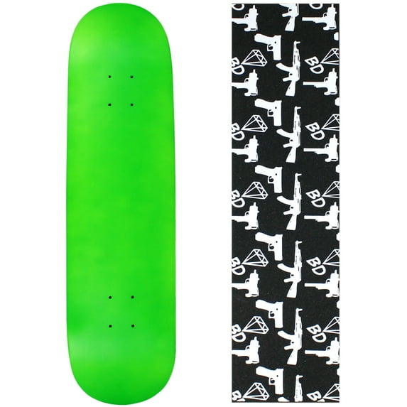 Skateboard Deck Pro 7-Ply Canadian Maple NEON GREEN With Griptape 7.5" - 8.5"