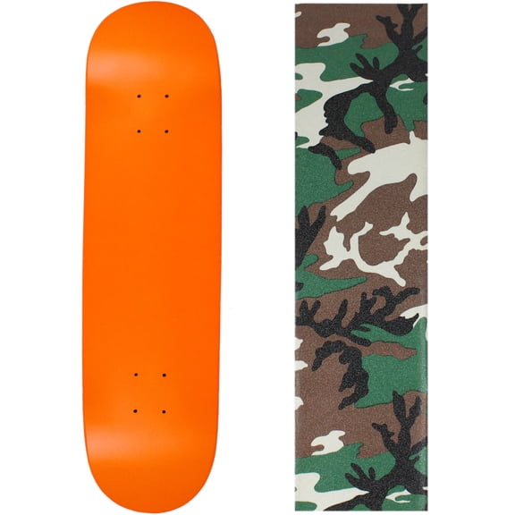 Skateboard Deck Pro 7-Ply Canadian Maple NEON ORANGE With Griptape 7.5" - 8.5"