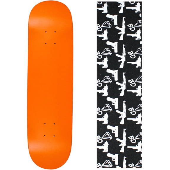 Skateboard Deck Pro 7-Ply Canadian Maple NEON ORANGE With Griptape 7.5" - 8.5"