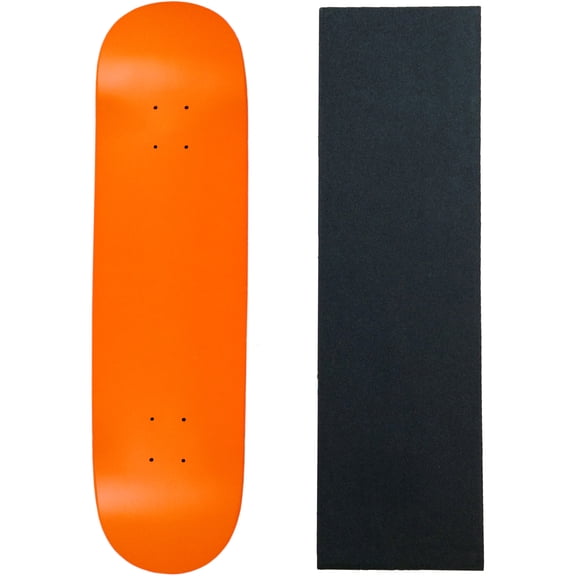 Skateboard Deck Pro 7-Ply Canadian Maple NEON ORANGE With Griptape 7.5" - 8.5"