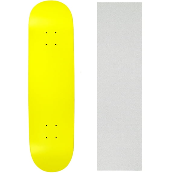 Skateboard Deck Pro 7-Ply Canadian Maple NEON YELLOW With Griptape 7.5" - 8.5"